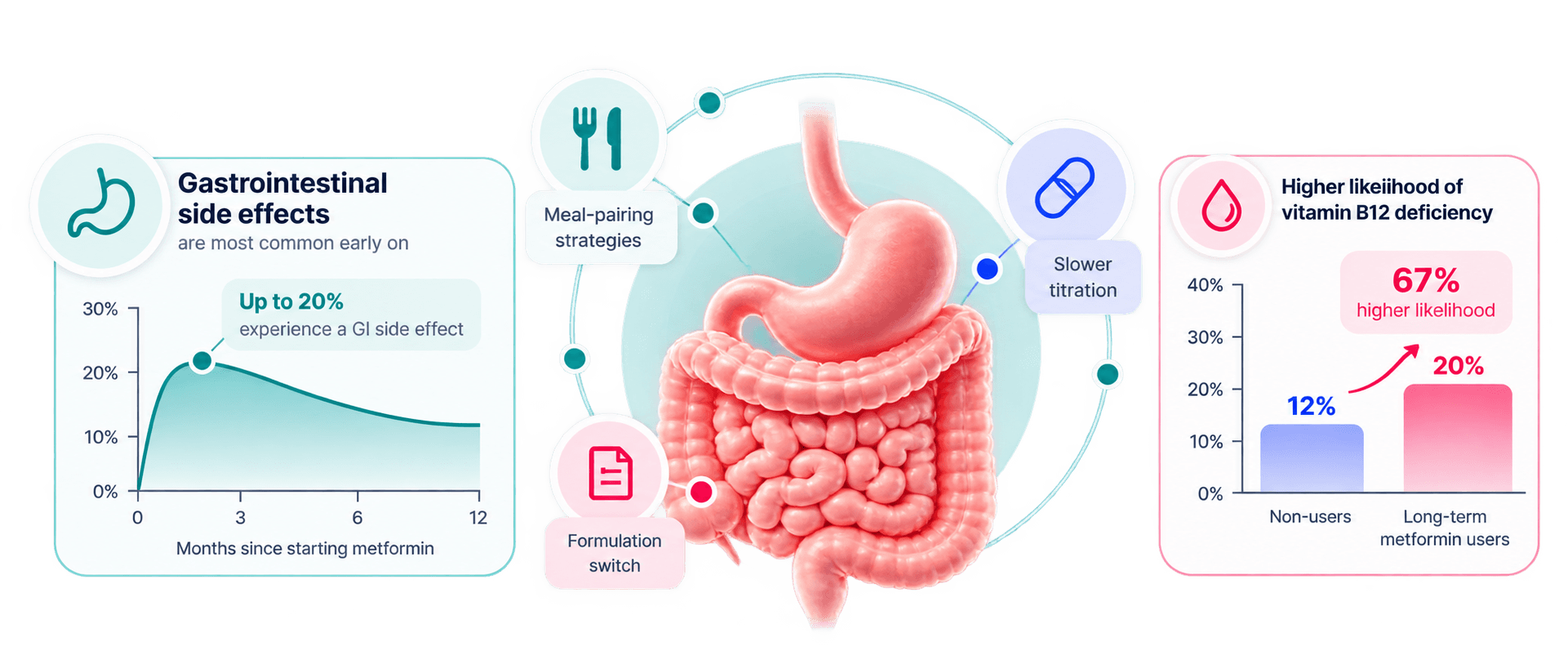Metformin gastrointestinal side effects, management strategies, and vitamin B12 deficiency risk